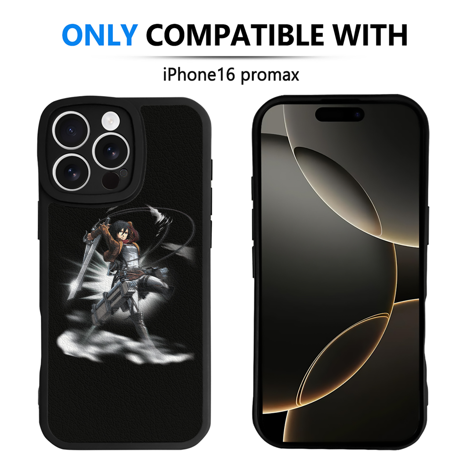 （画像用） 進撃の巨人 ミカサ·アッカーマン Attack on Titan Mikasa Ackerman 【iPhone 16シリーズ対応】シリコンスマホケース（レザー調） 材質：シリコン